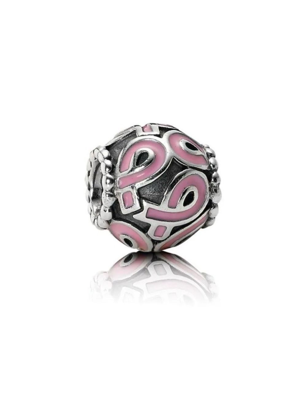 Authentic Pandora Sterling Silver Ribbon, Pink Enamel Charm Limited Edition